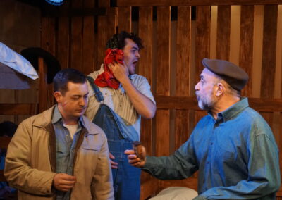 Spencer Cantrell, Gregory Crafts, and David Caprita in John Steinbeck's "Of Mice And Men" at Theatre Unleashed